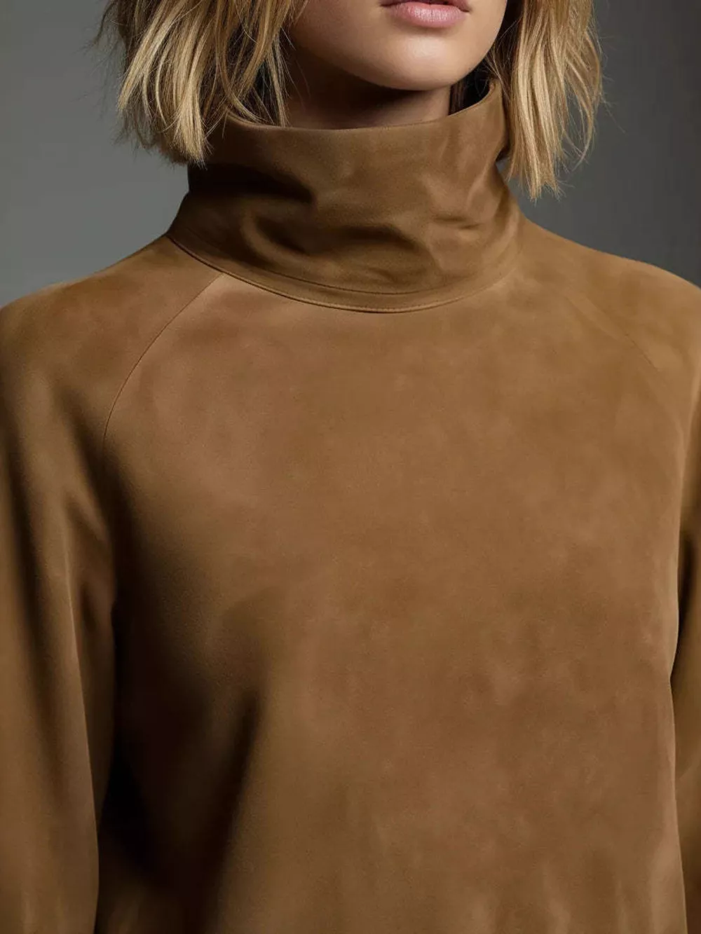 Turtleneck Lantern Sleeve Mini Dress with Pockets, image 3