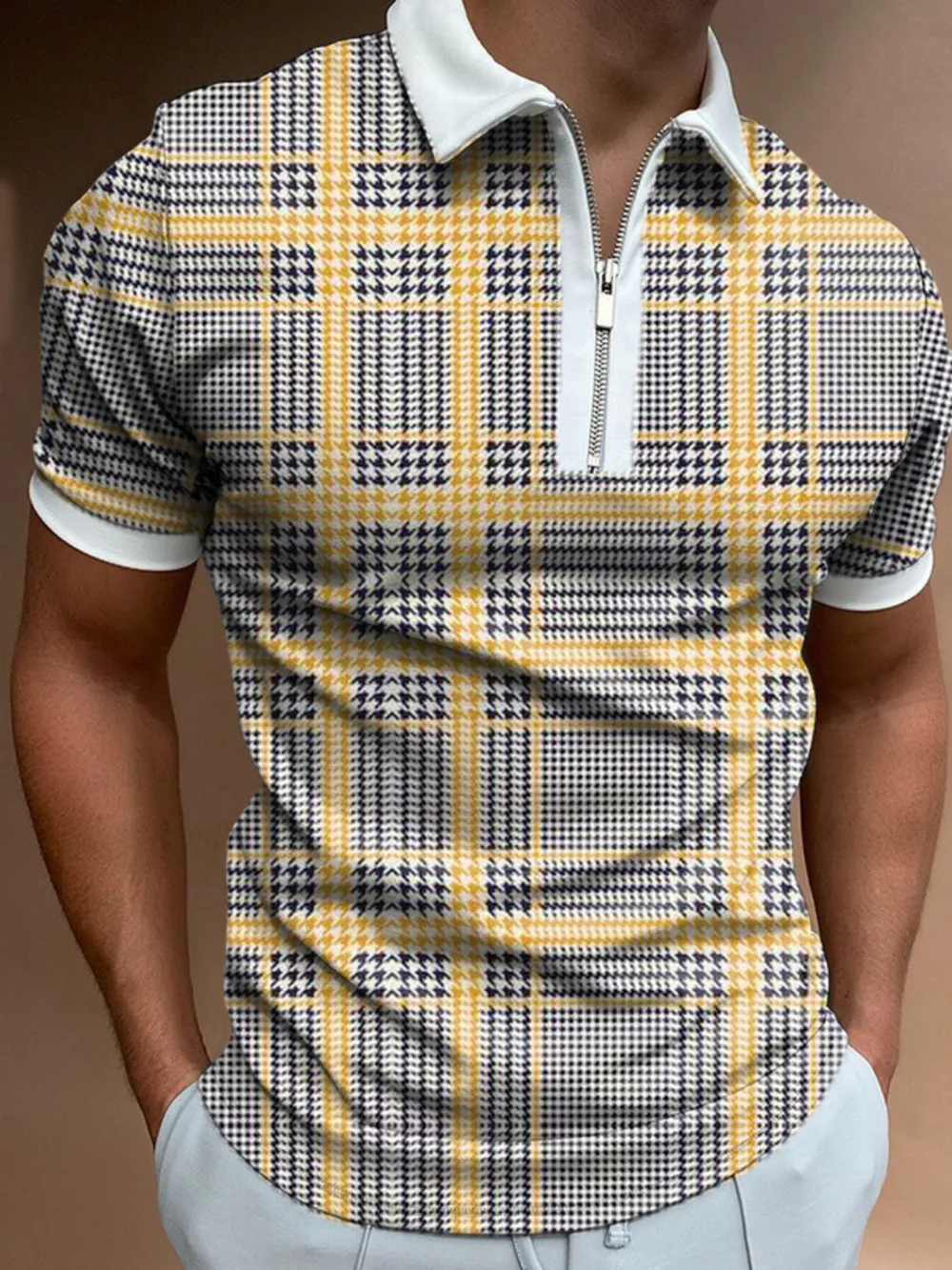 Men's Full Size Classic Argyle Zip Polo Plus Size, image 6