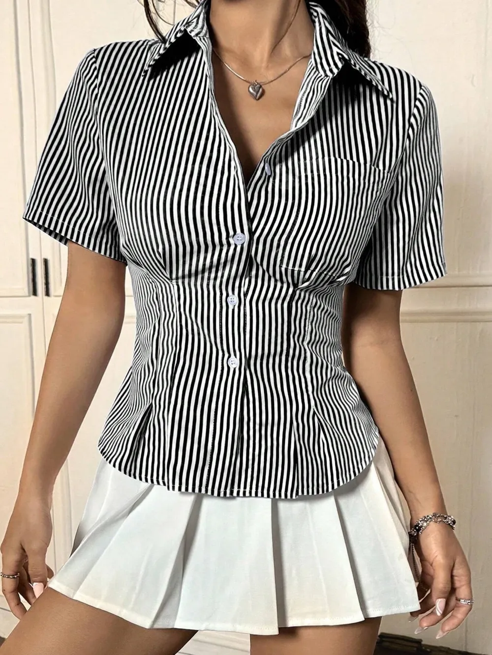 Gingham Short Sleeve Button-Up Shirt