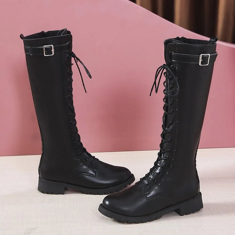 Leather Lace-Up Combat Boots, image 2