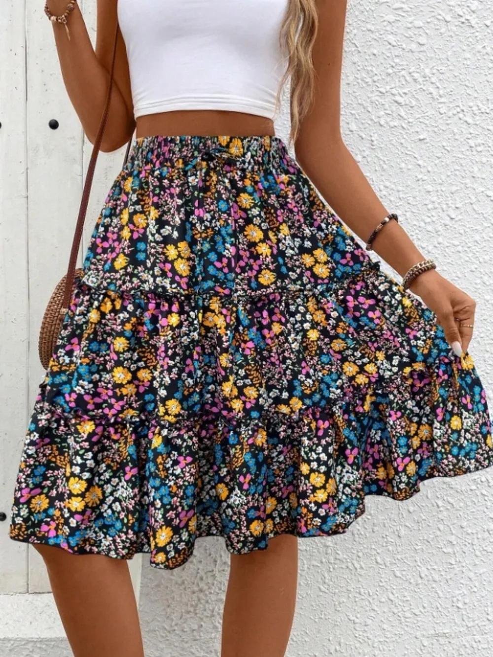 Floral Print Midi Skirt, image 30