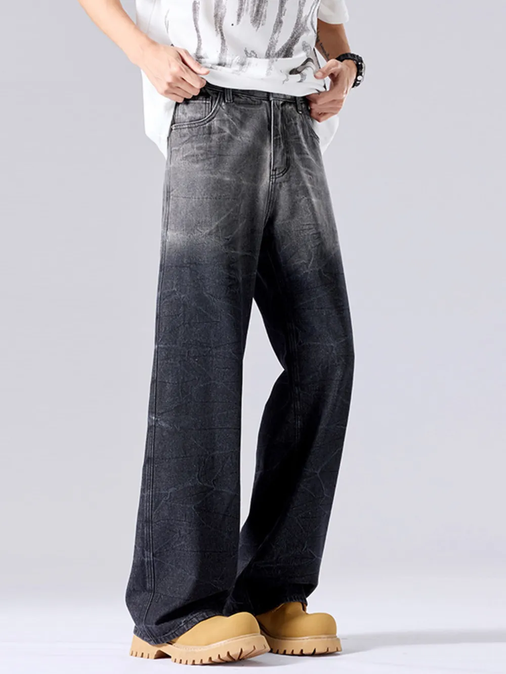 Men's Full Size Ombre Wash Wide Leg Jeans Plus Size, image 5