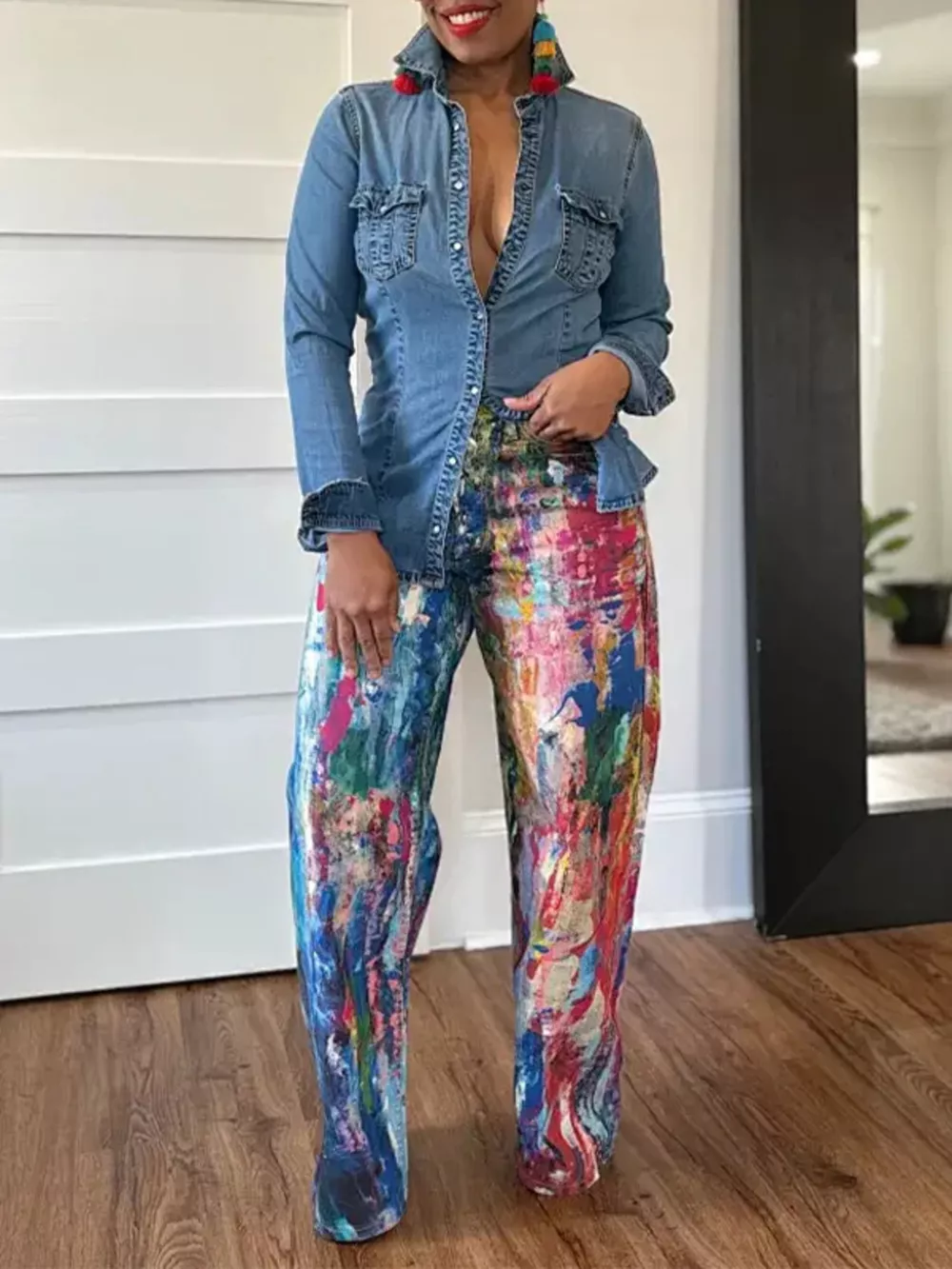 Painted Wide Leg Pants, image 3