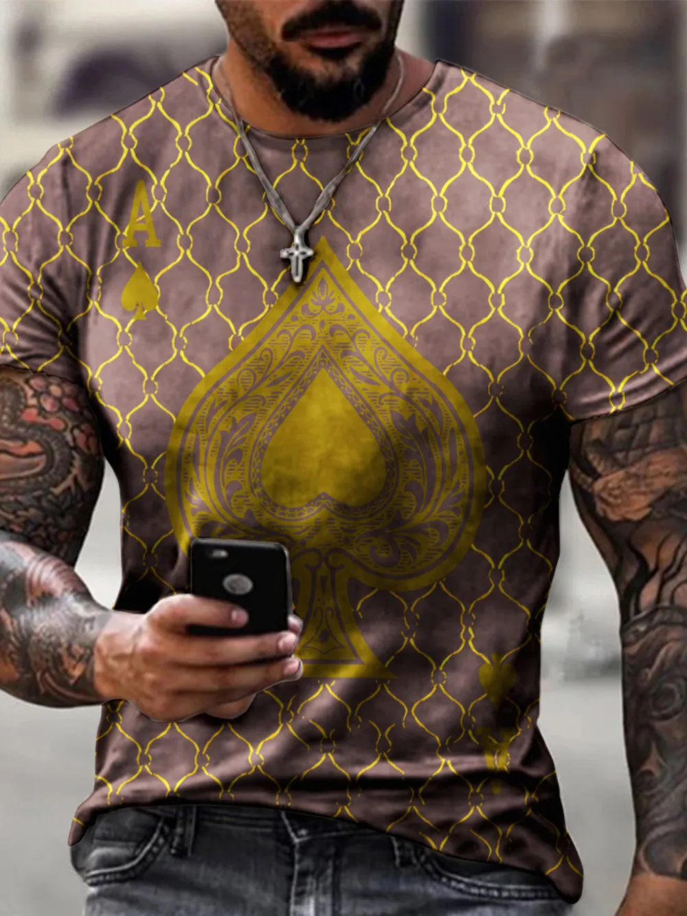 Men's Full Size Ace of Spades Graphic Print T-Shirt Plus Size, image 8