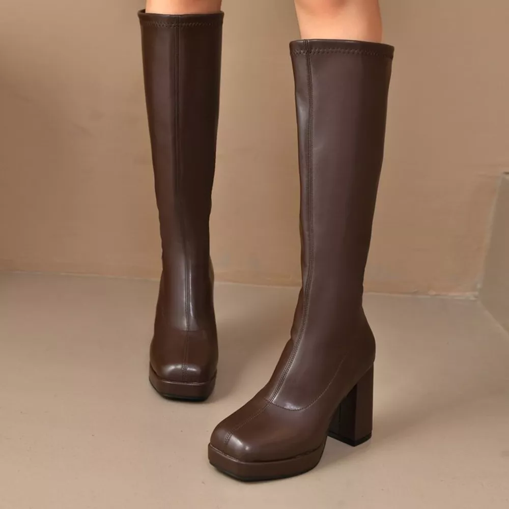 Square Toe Block Heels Boots, image 4