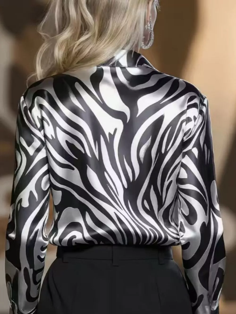 Zebra Print Button Up Shirt, image 6