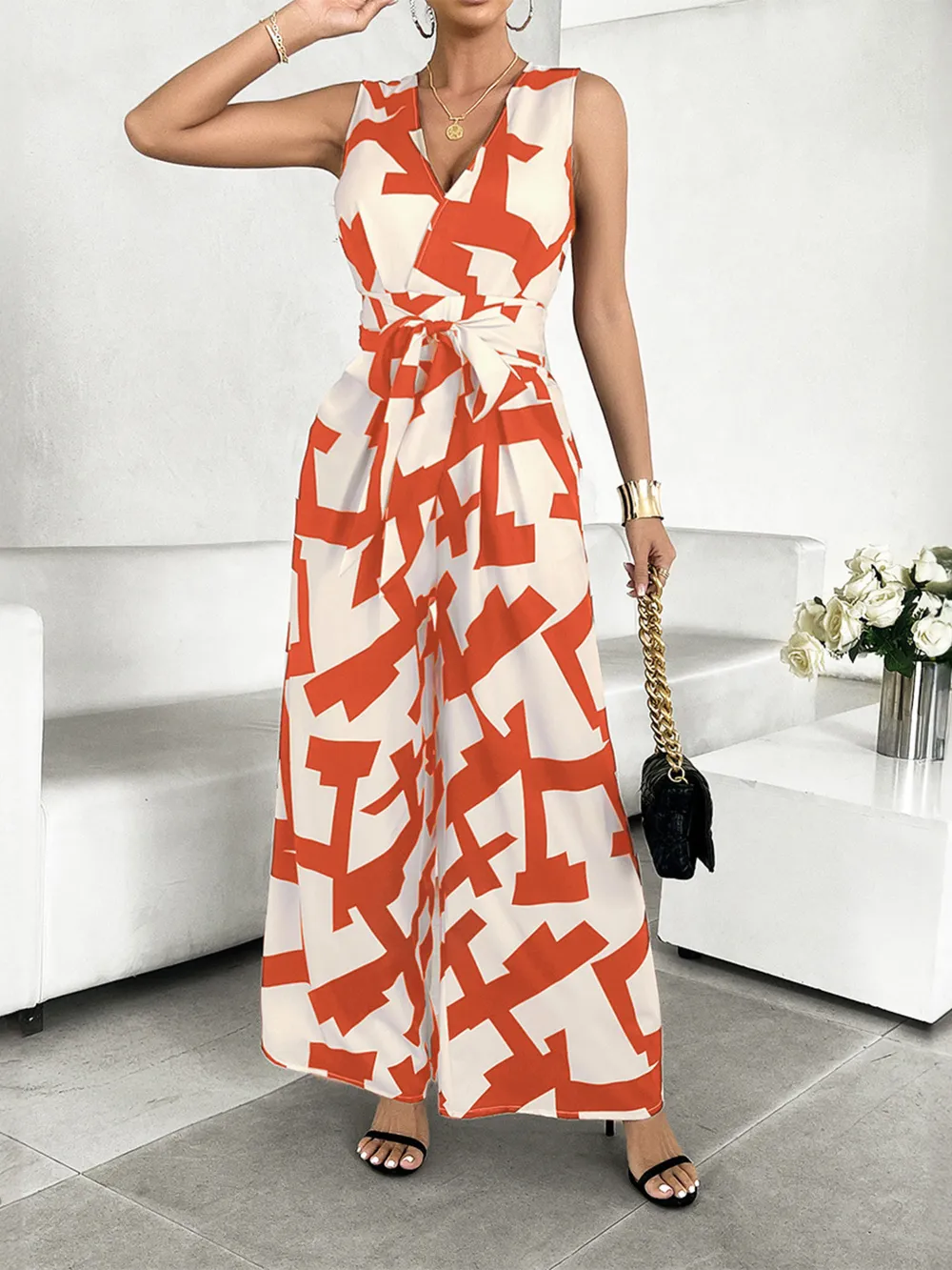 Printed Wide Leg Jumpsuit, image 3