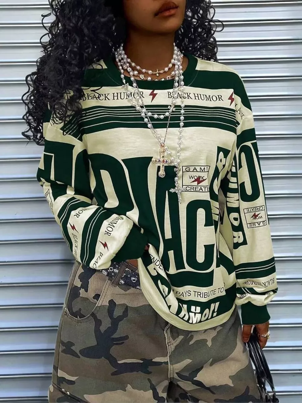 Printed Drop Shoulder Long Sleeve T-Shirt