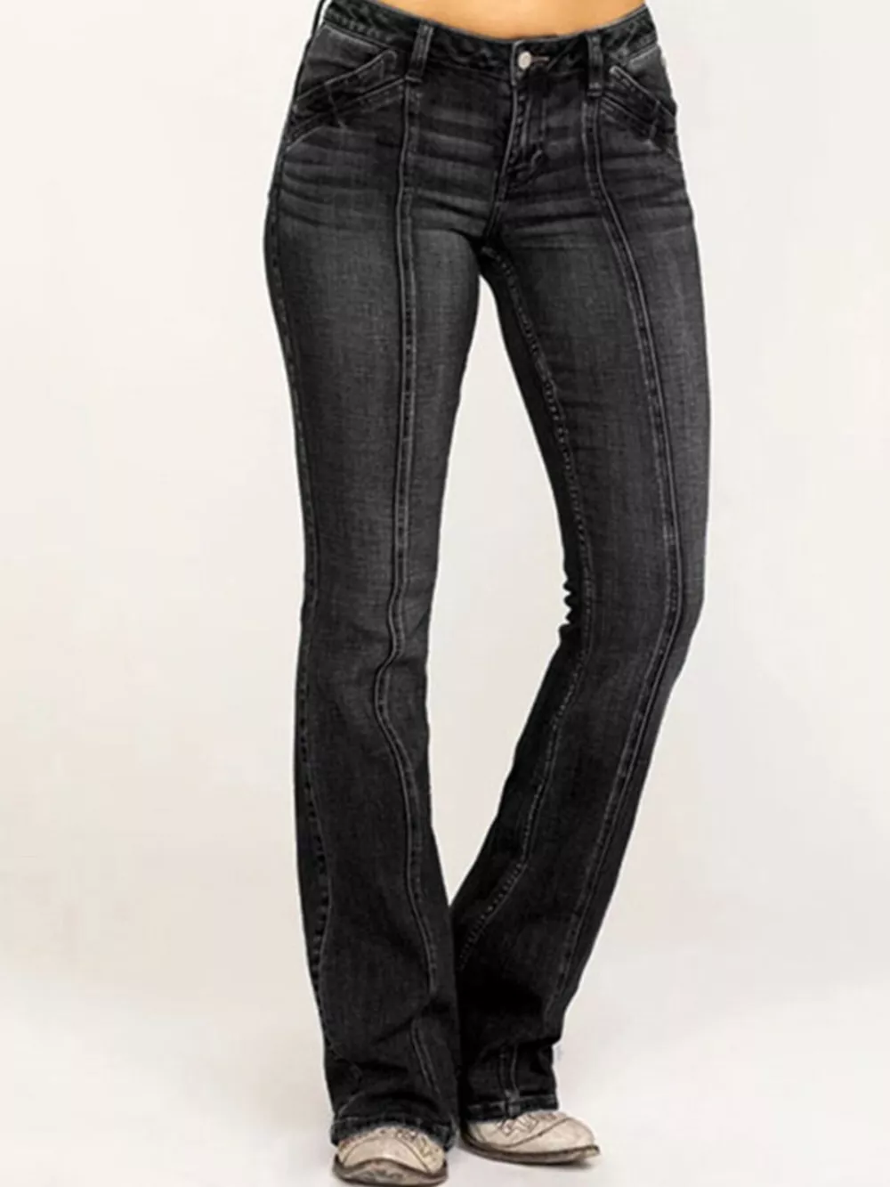 Mid-Rise Bootcut Jeans, image 5