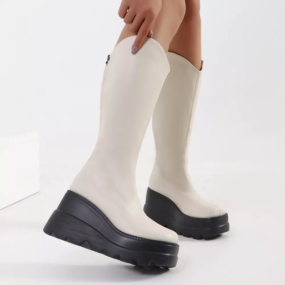 Round Toe Platform Wedge Boots, image 2