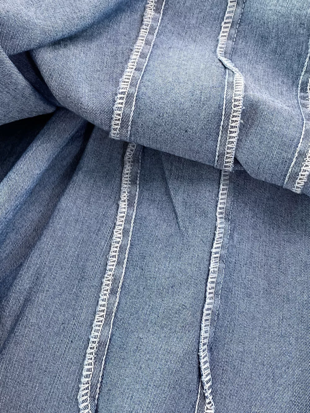 Lace-Up Denim A-Line Mini Dress, image 9