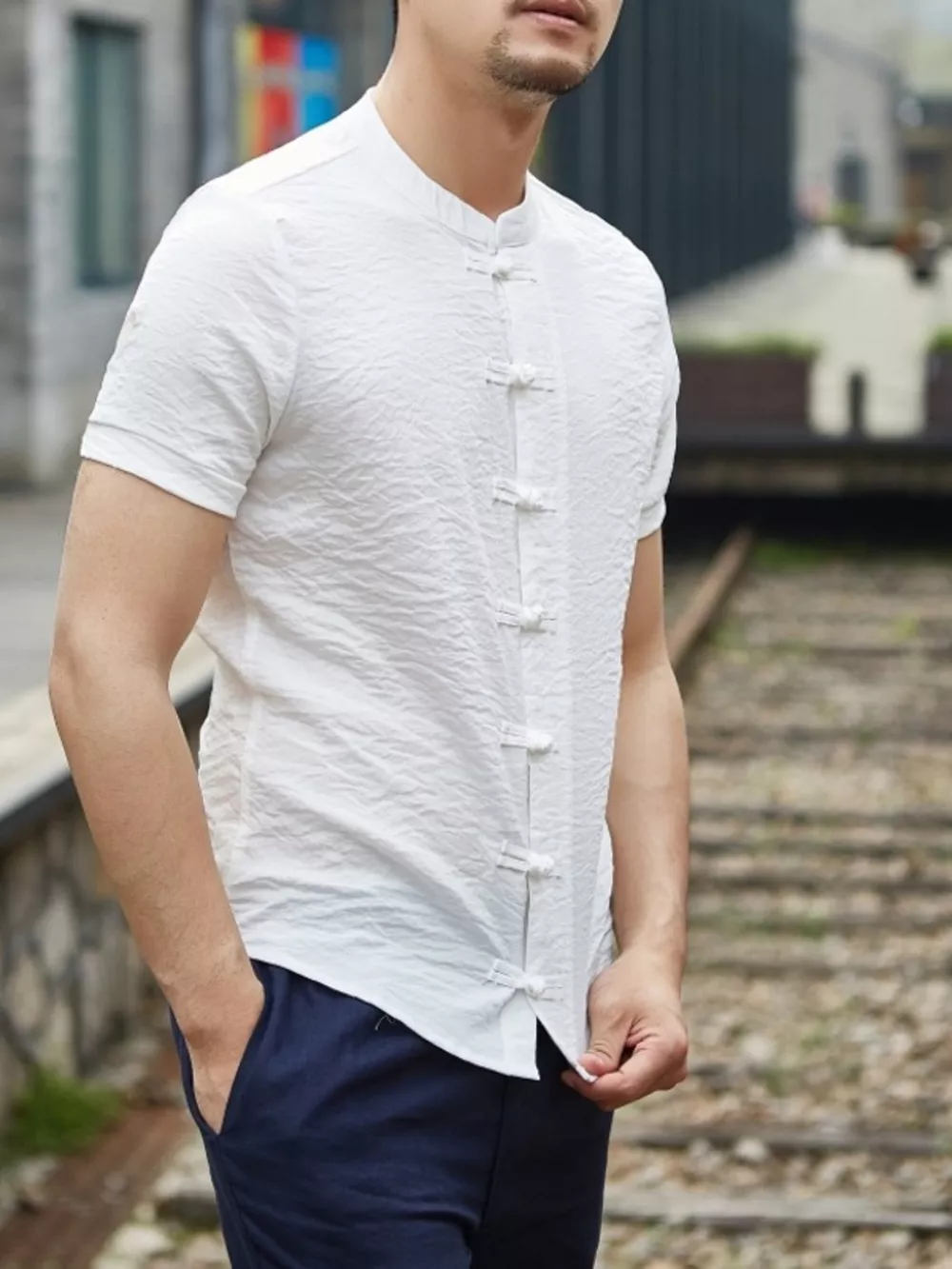 Men's Full Size Chinese Style Short Sleeve Shirt Plus Size, image 8