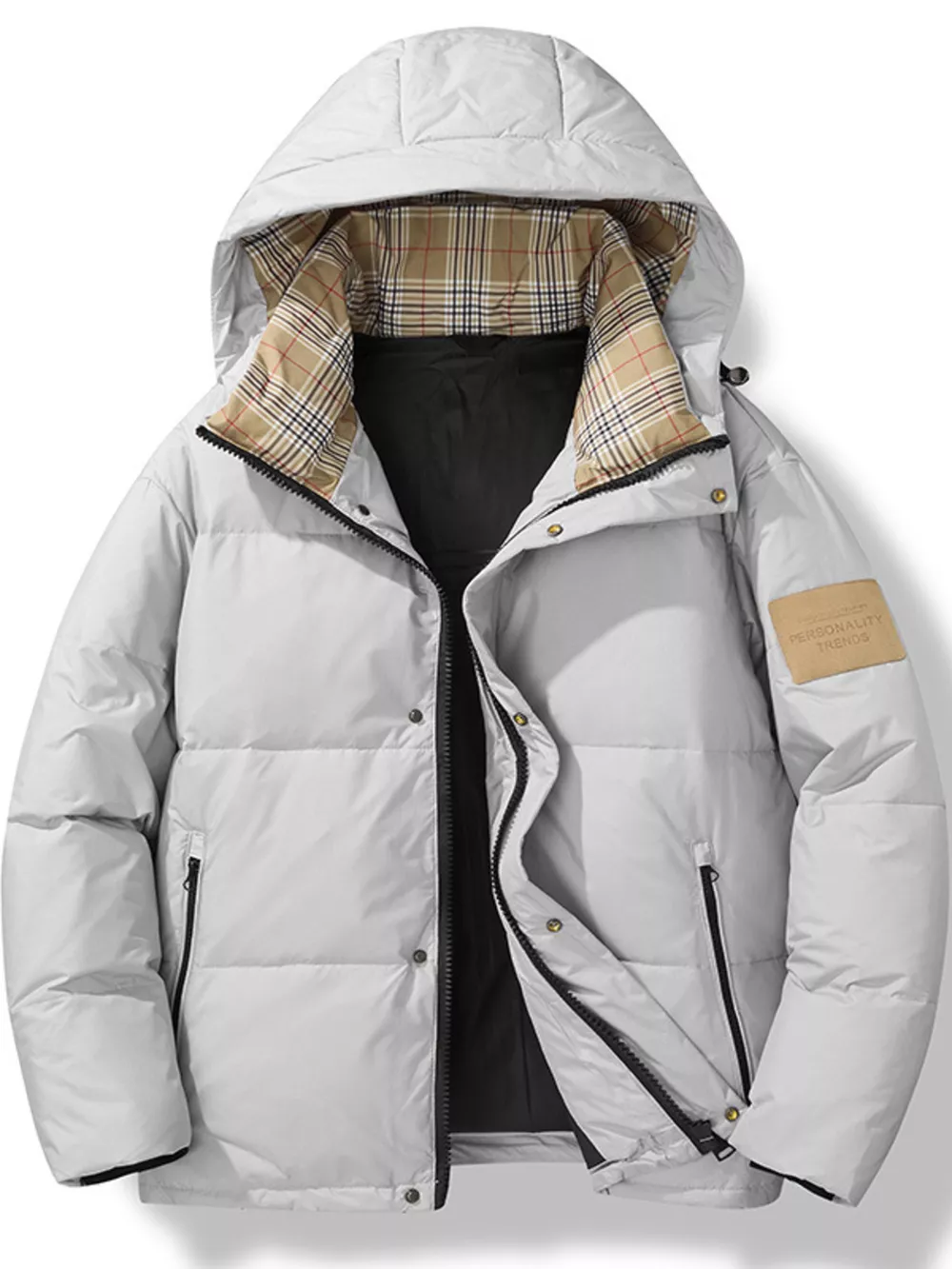 Men's Plus Size Warm Padded Hooded Down Puffer Jacket, image 2