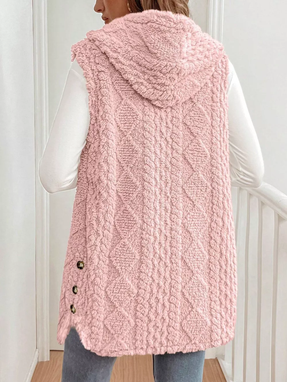 Cozy Sherpa Fleece Hooded Vest Coat, image 17