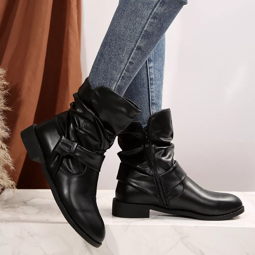 Round Toe Low Heel Boots, image 3