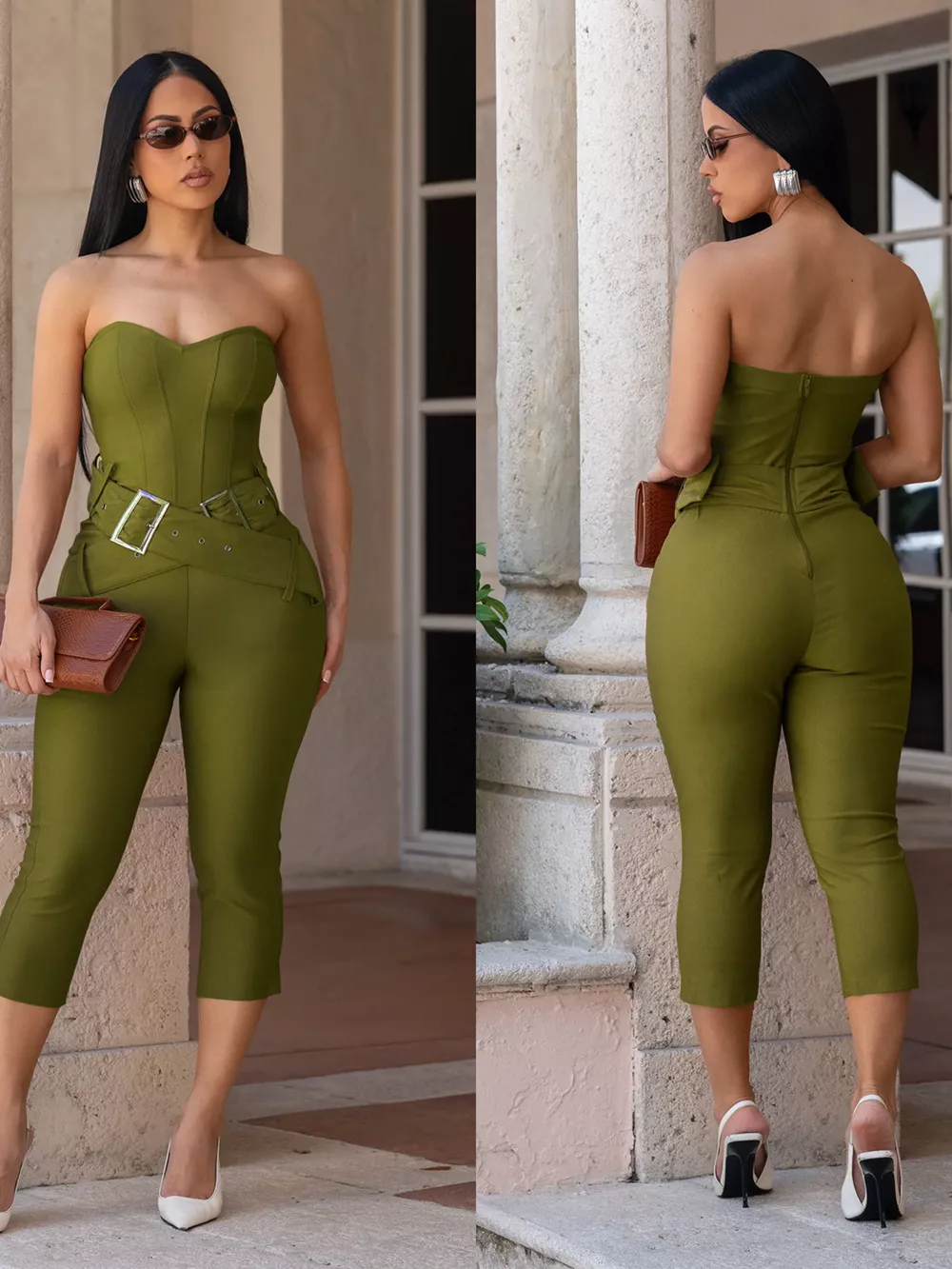 Belted Tube Skinny Jumpsuit, image 4