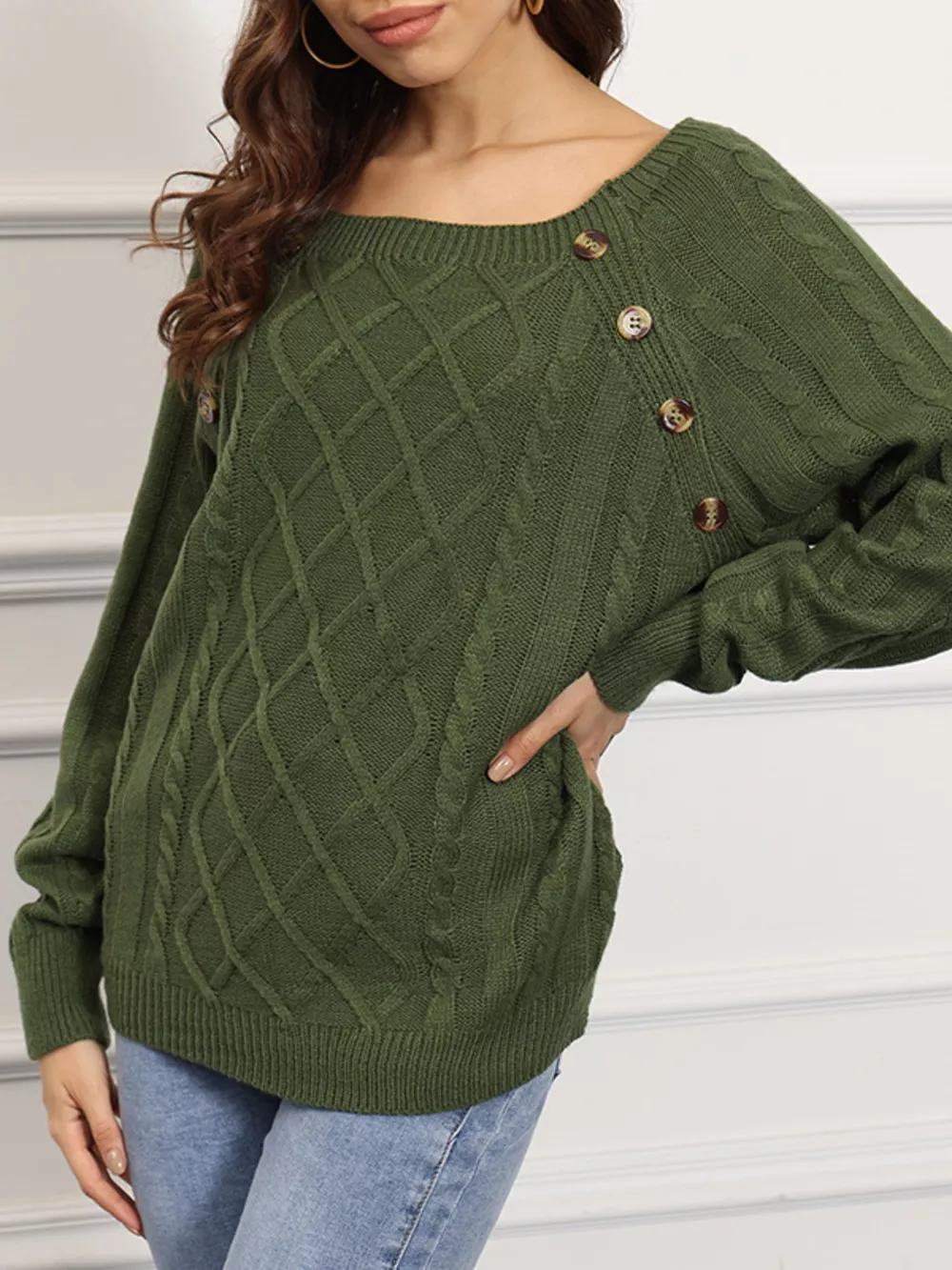 Cable Knit Boat Neck Sweater, image 5