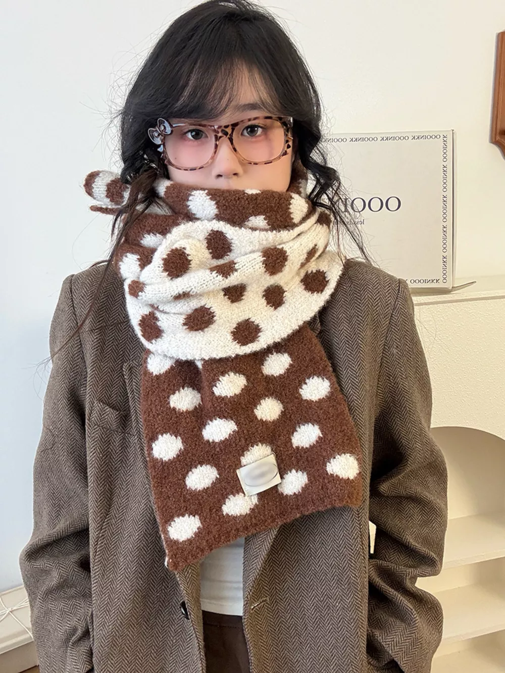 Polka Dot Knitted Scarf, image 10