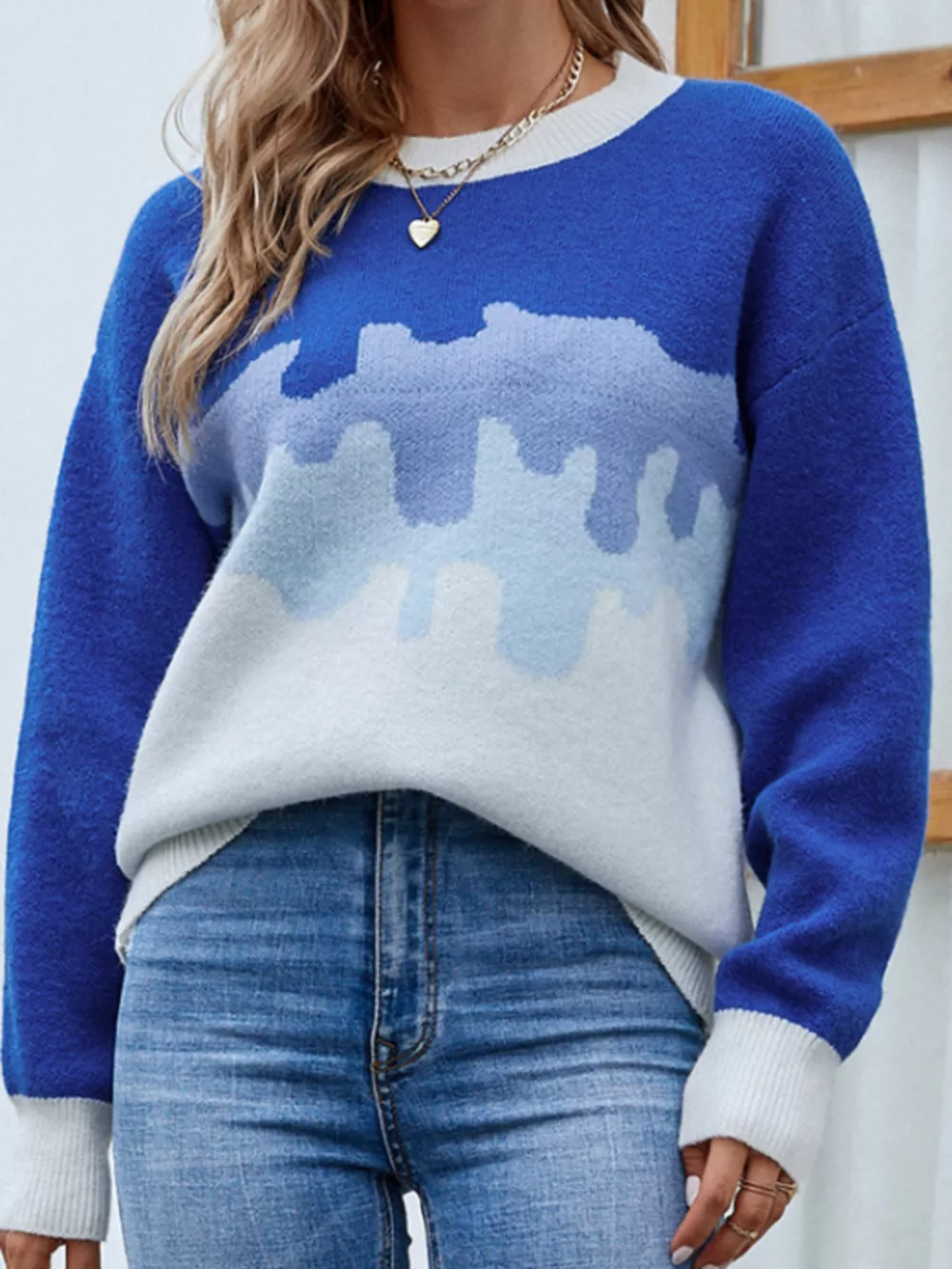 Contrast Round Neck Sweater, image 2