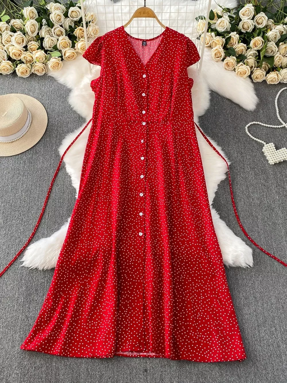Polka Dot Button-Down Dress, image 9