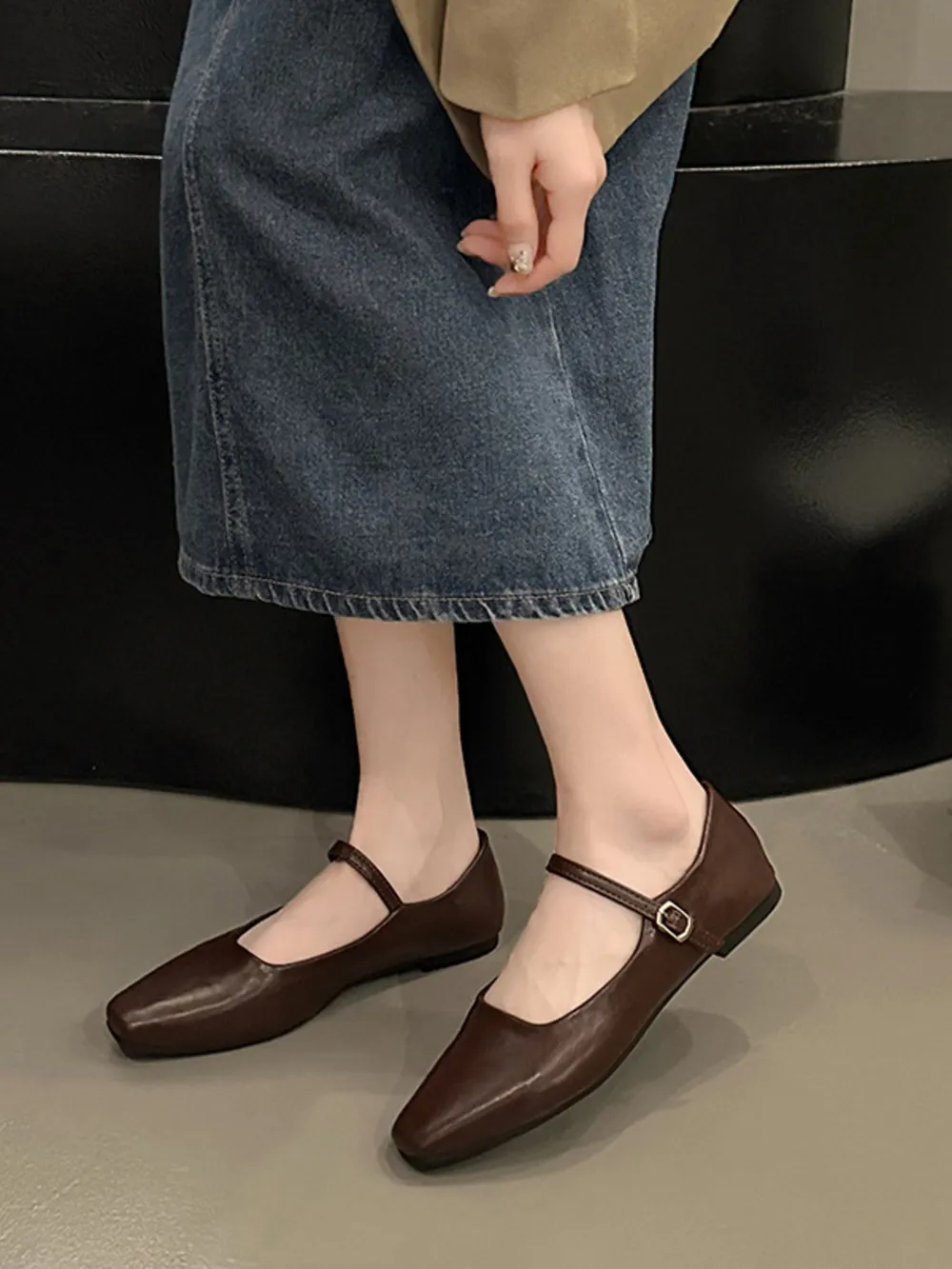 Leather Buckle Mary Jane Loafers, image 9