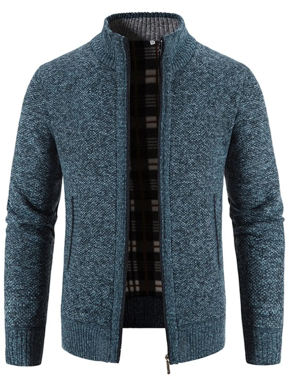 Men's Plus Size Zip-Up Sweater Cardigan with Stand Collar, image 8