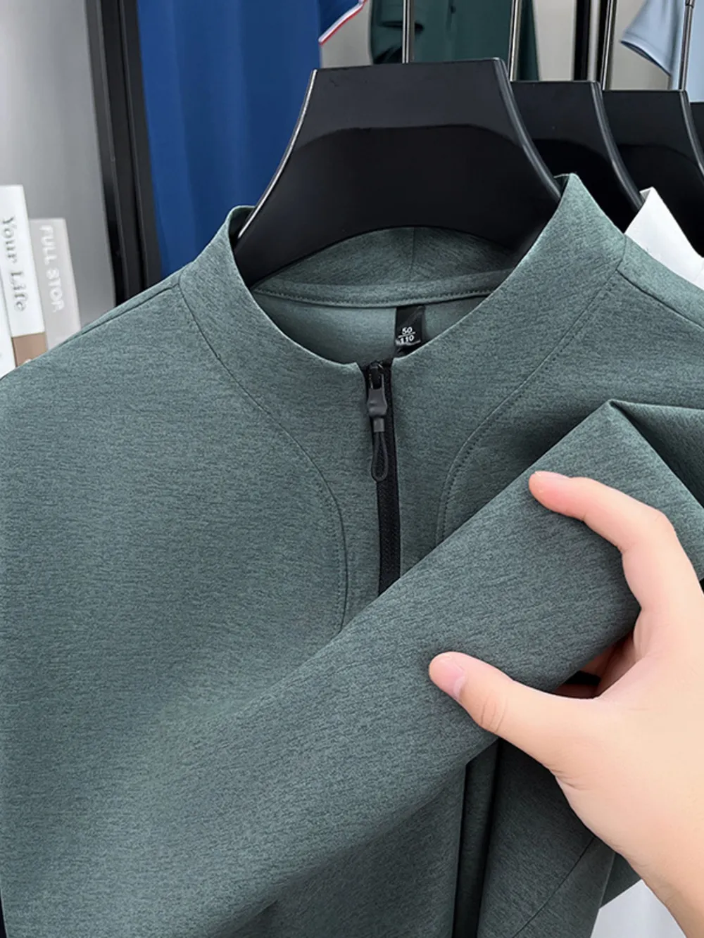 Men's Plus Size Quarter Zip Short Sleeve Top, image 5