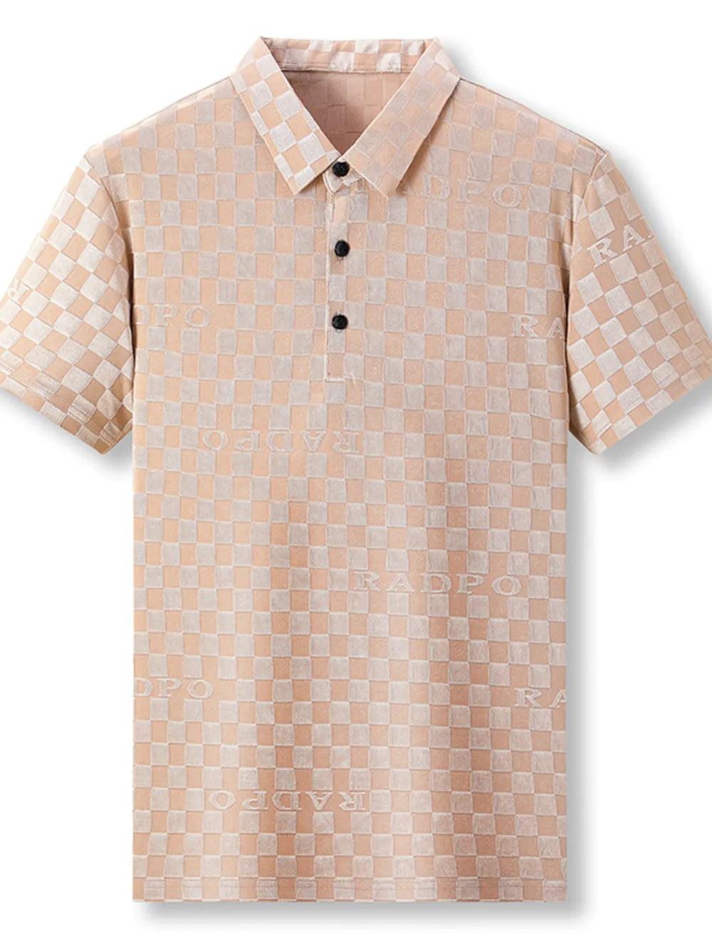 Men's Plus Size Checkered Pattern Short Sleeve Casual Polo Shirt