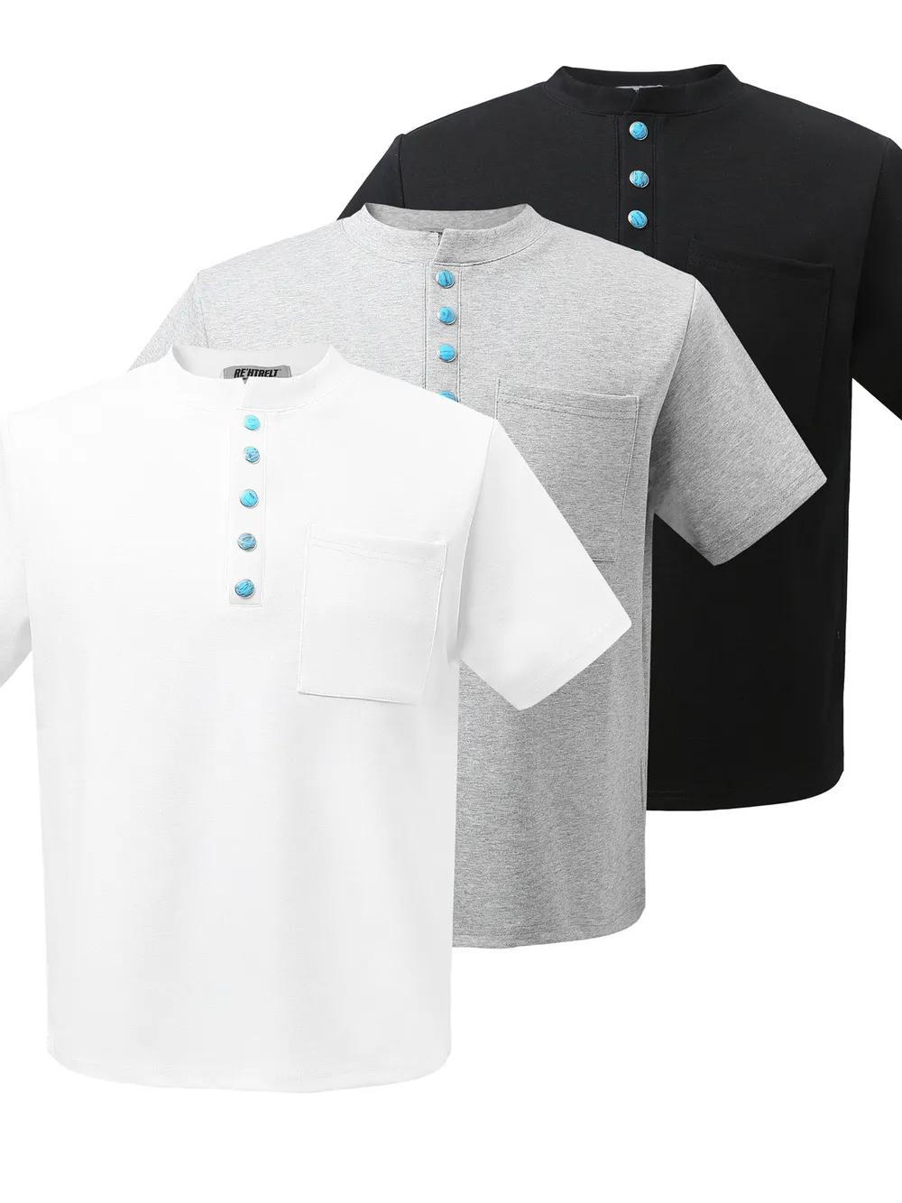 Men's Half Button Short Sleeve Henley T-Shirt, image 7