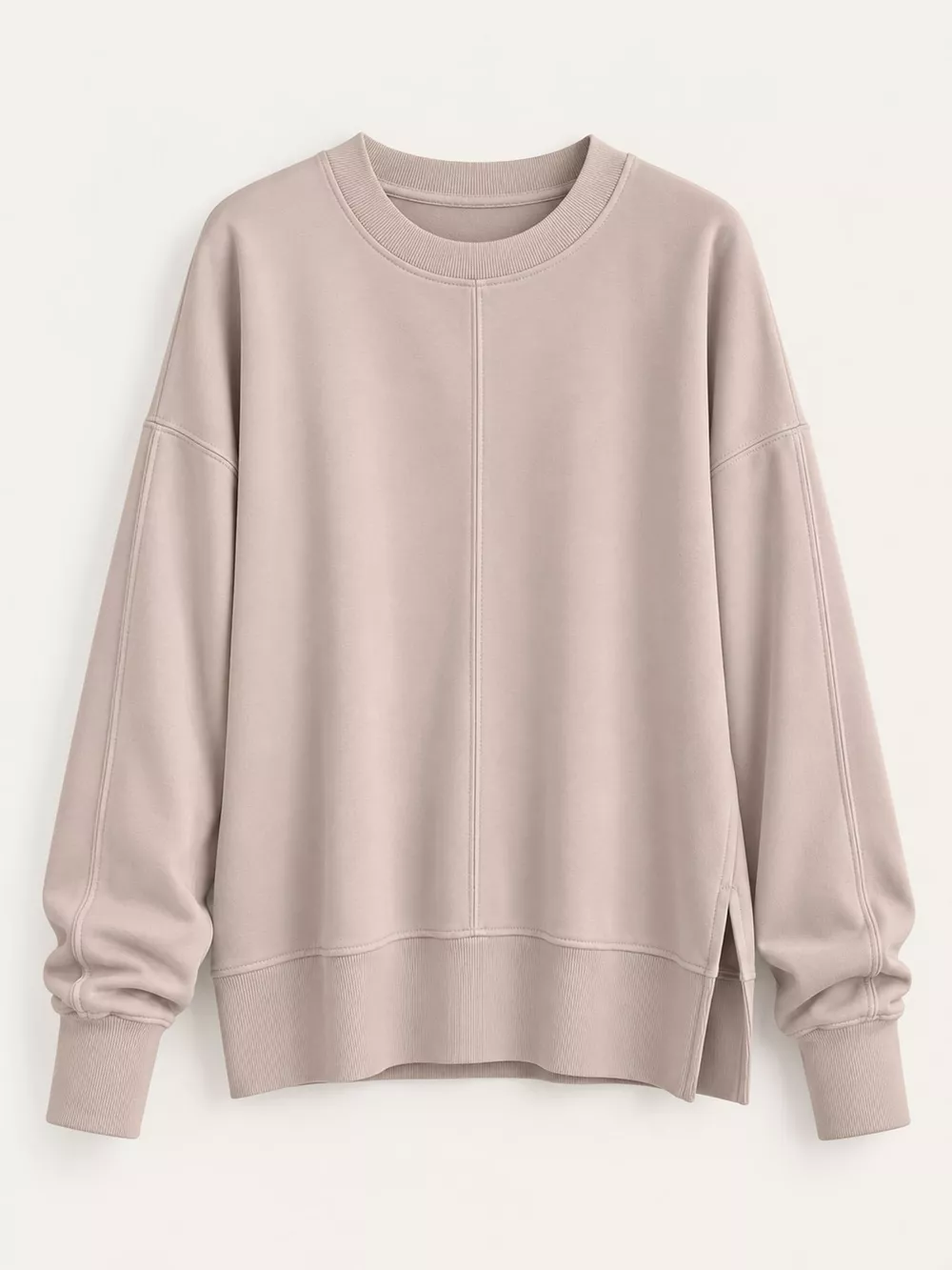 Oversized Crew Neck Sweatshirt with Side Slit, image 50