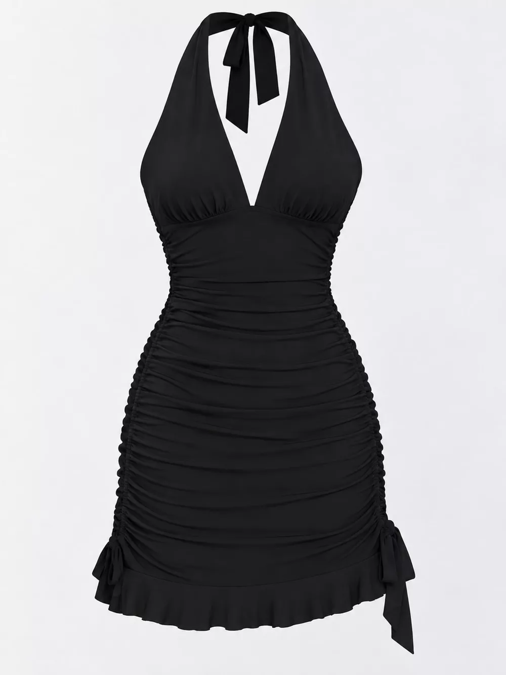 Ruched Halter Neck Bodycon Mini Dress, image 4