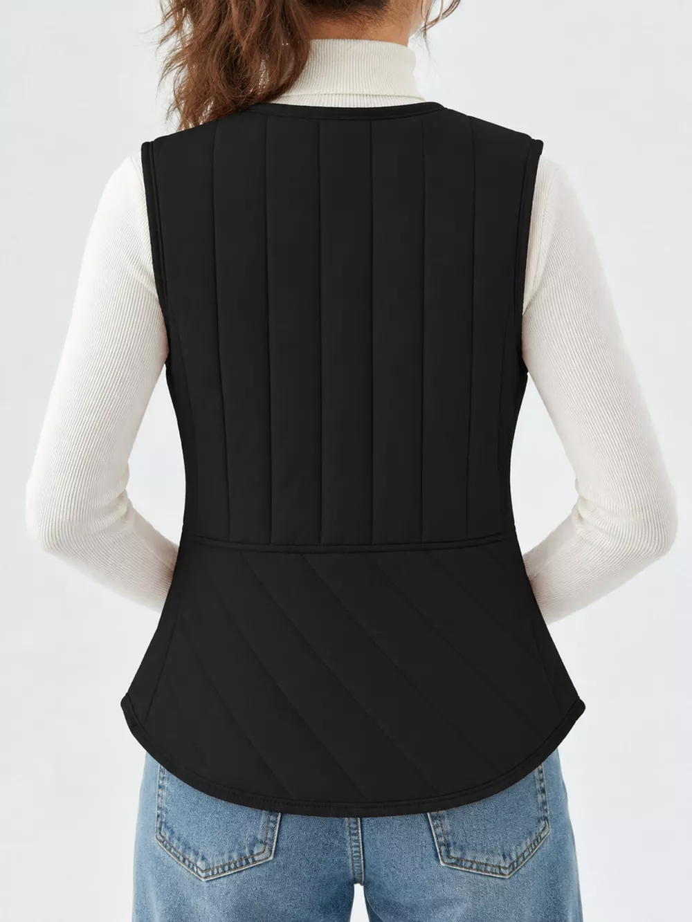 Full Size Quilted Button Up Vest Coat Plus Size, image 4