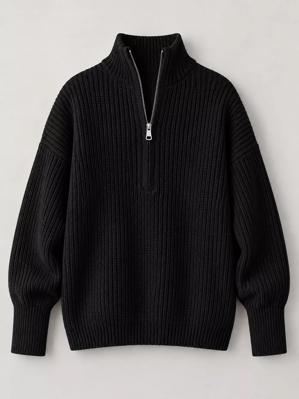Full Size Half Zip Dropped Shoulder Sweater Plus Size, image 15