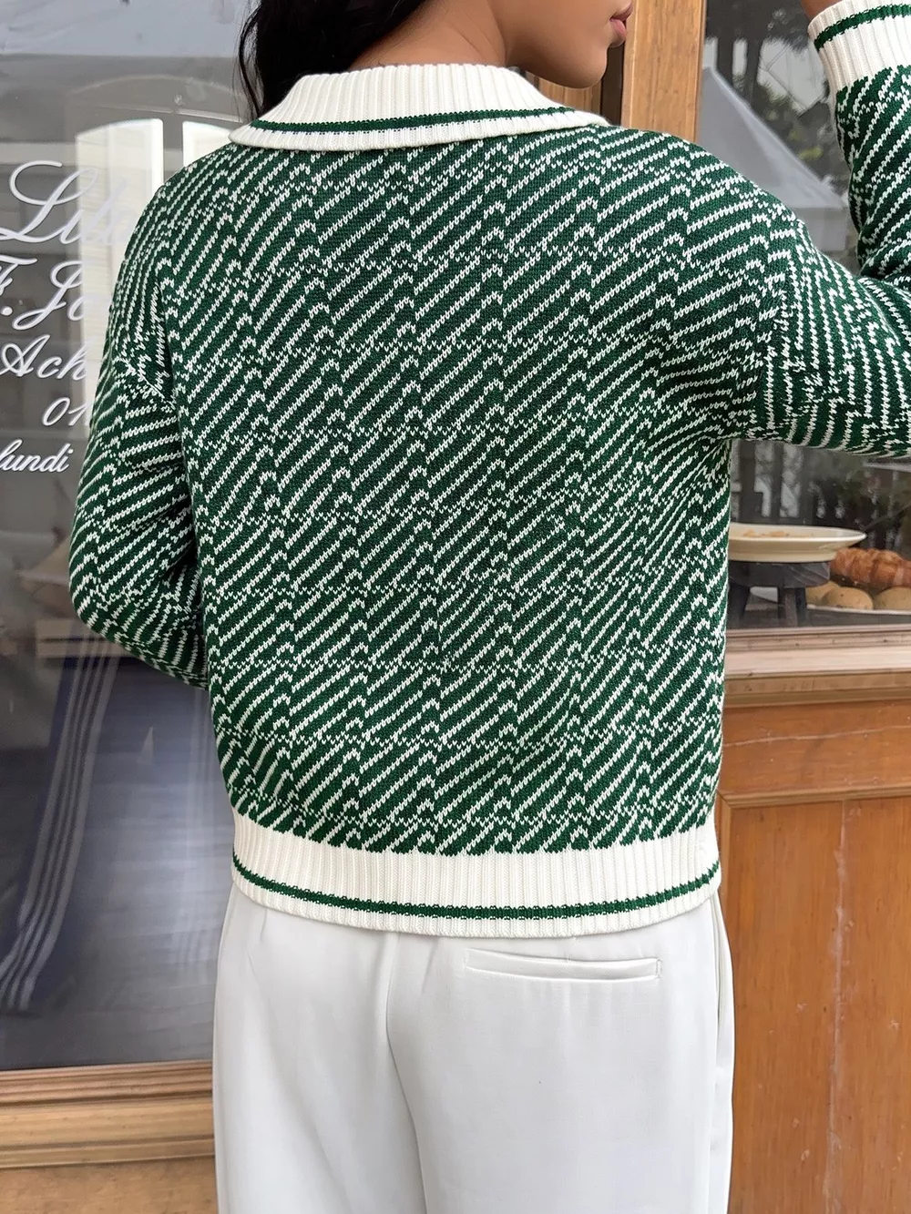 Geometric Patterned Collared Sweater, image 6