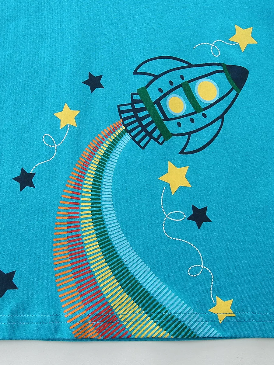 Kids' Rocket Graphic Round Neck T-Shirt, image 3