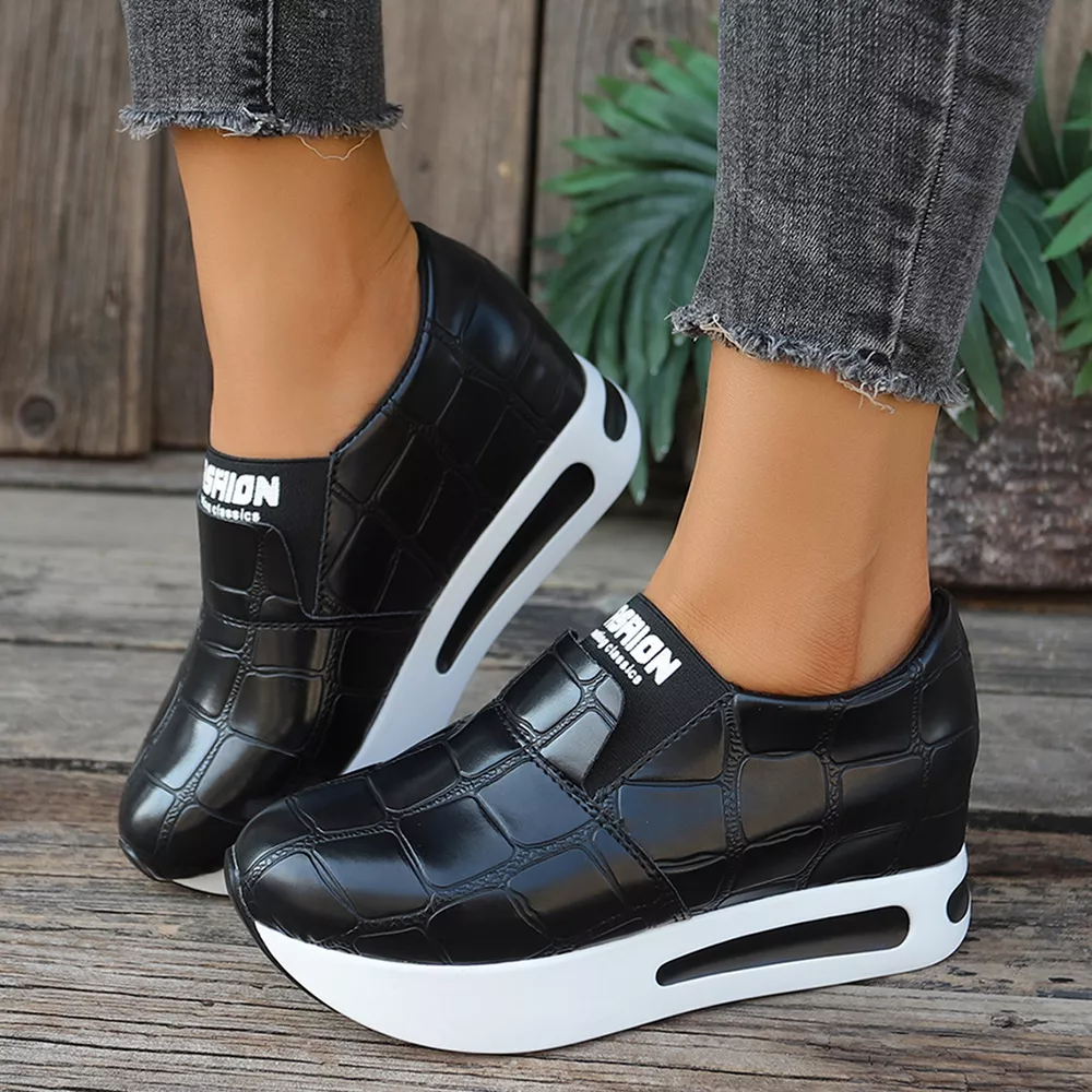 Crocodile Pattern Platform Slip-Ons, image 2
