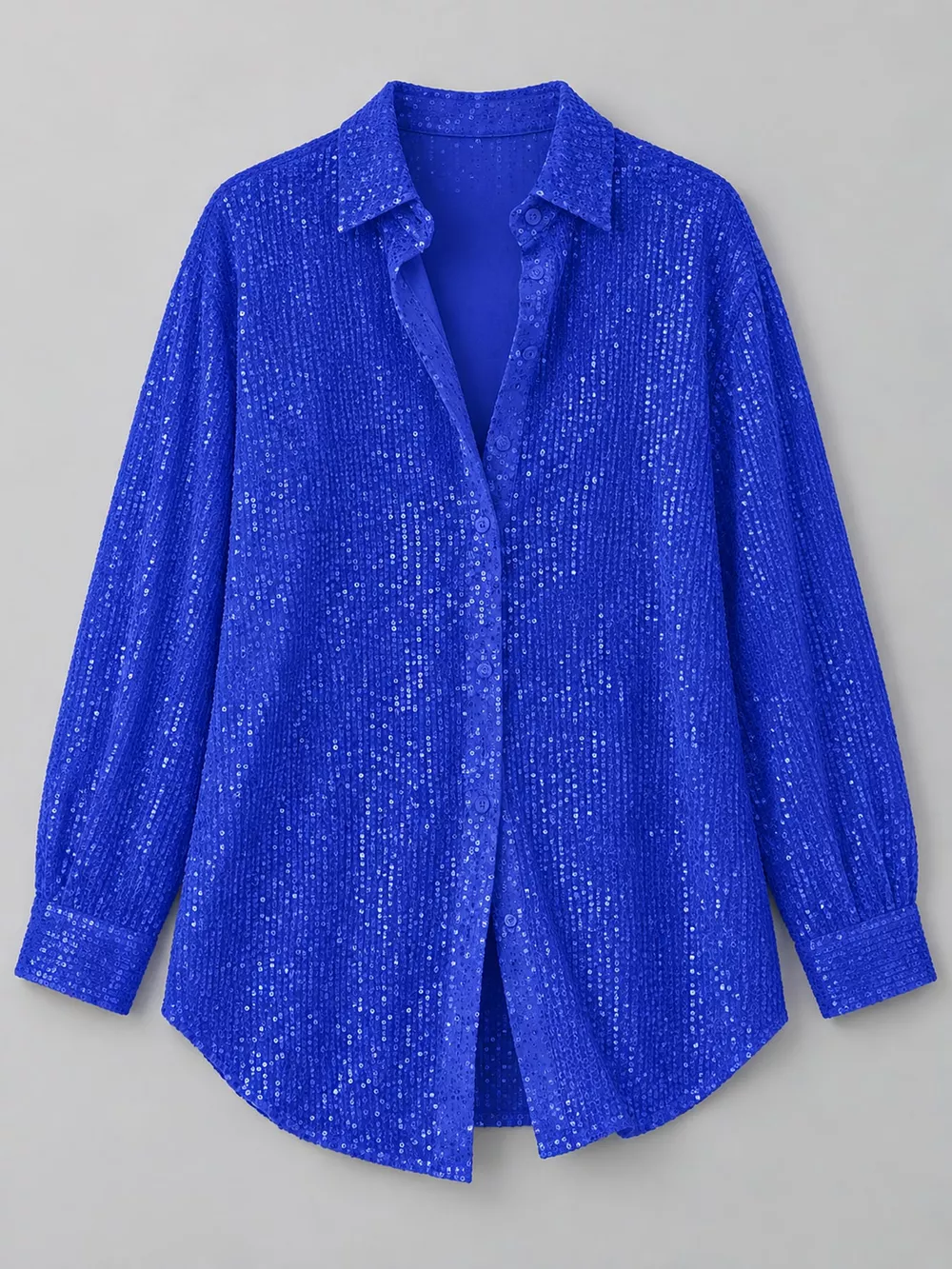 Full Size Sequin Button-Down Shirt Plus Size, image 48