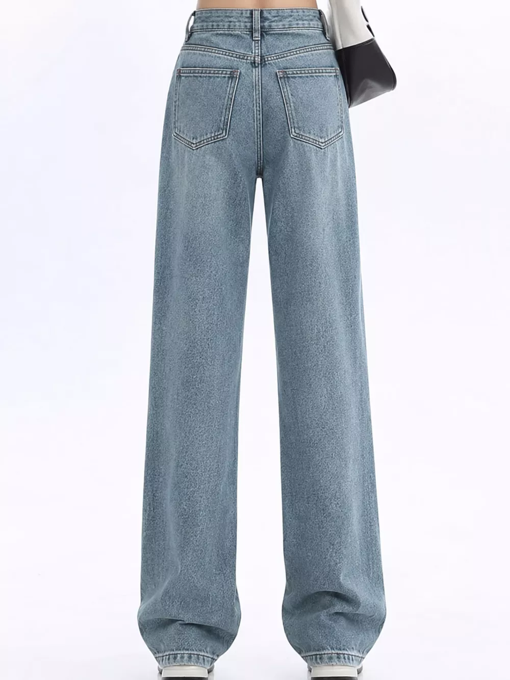 High-Waisted Vintage Wash Wide-Leg Jeans, image 3