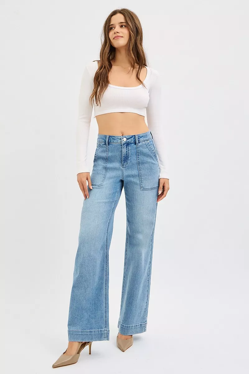 Full Size High Rise Straight Leg Jeans with Front Pockets Plus Size, image 2