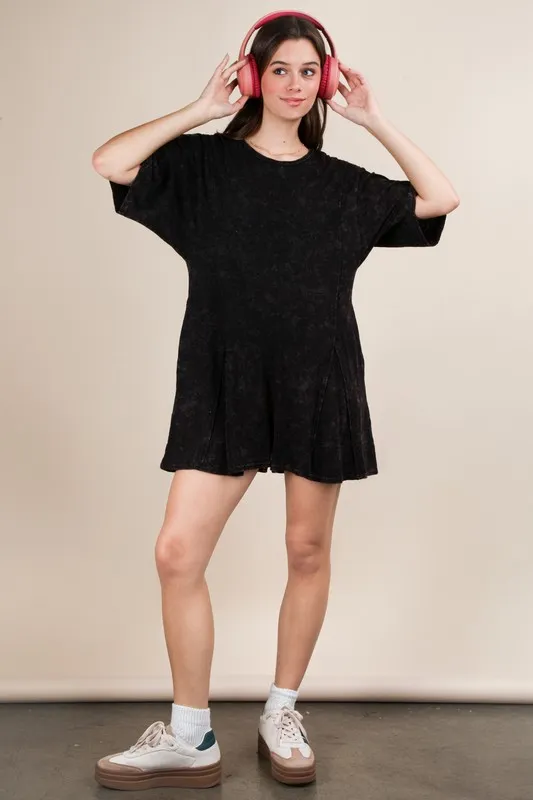 Mineral Washed Oversized Knit Comfy Romper, image 2