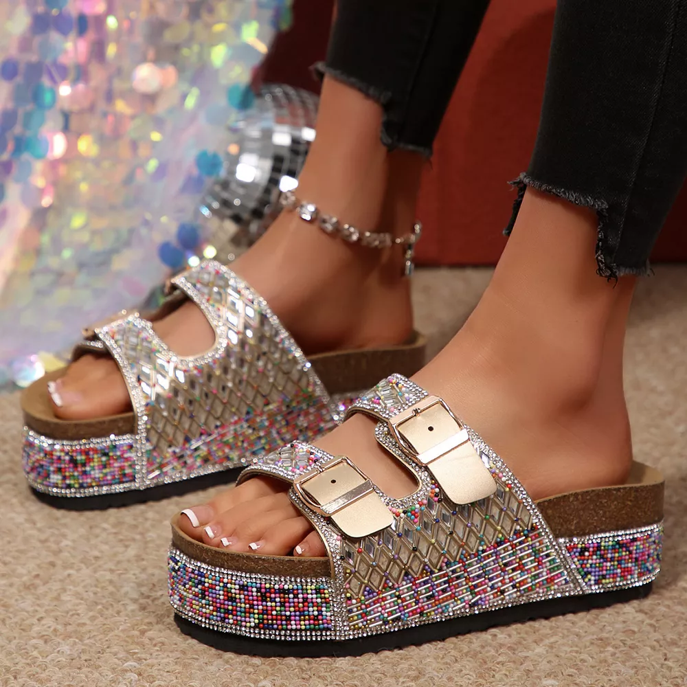 Rhinestone Double Buckle Sandals, image 16