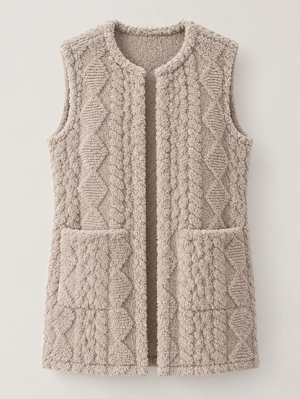 Sherpa Open Front Vest Coat, image 5