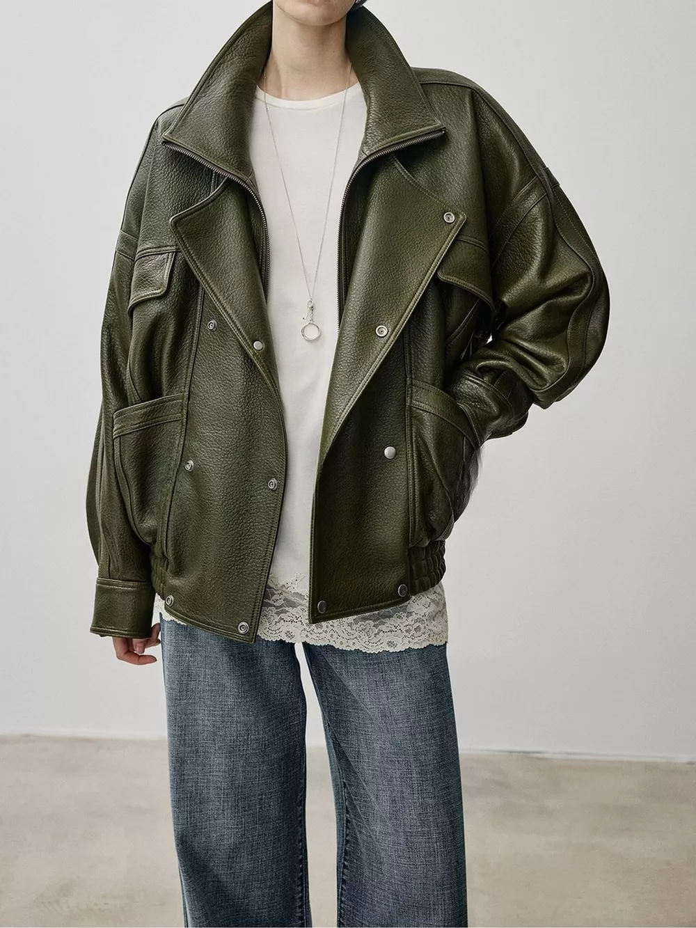 Snap Down Leather Jacket, image 19
