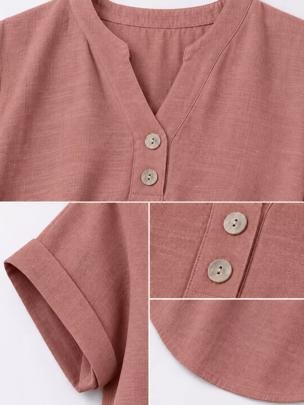 Full Size Button Detail Short Sleeve Blouse Plus Size, image 40