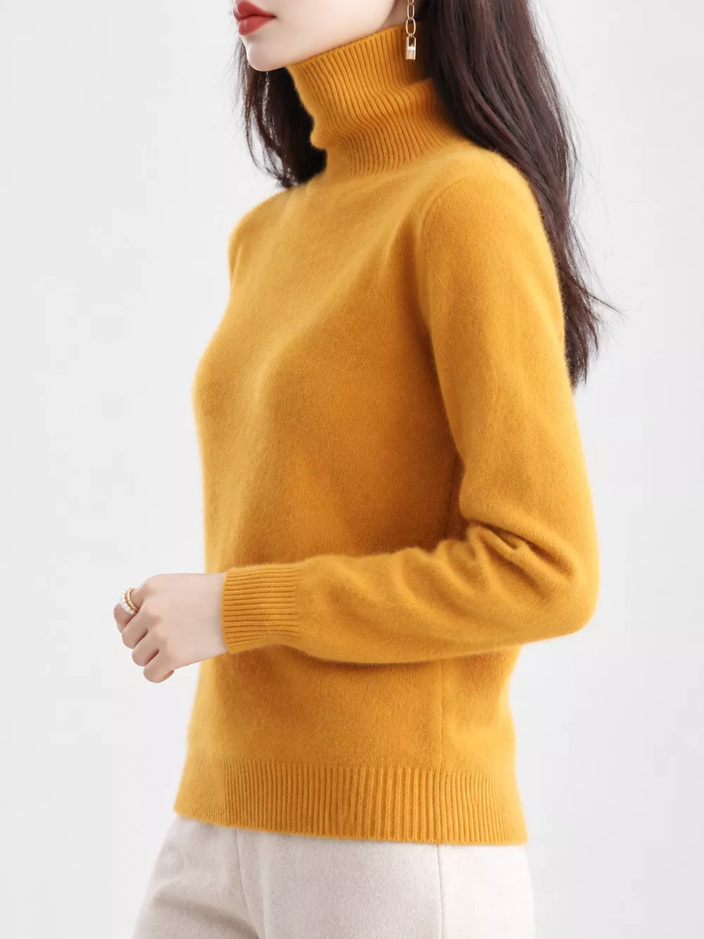 Full Size Turtleneck Long Sleeve Sweater Plus Size, image 32
