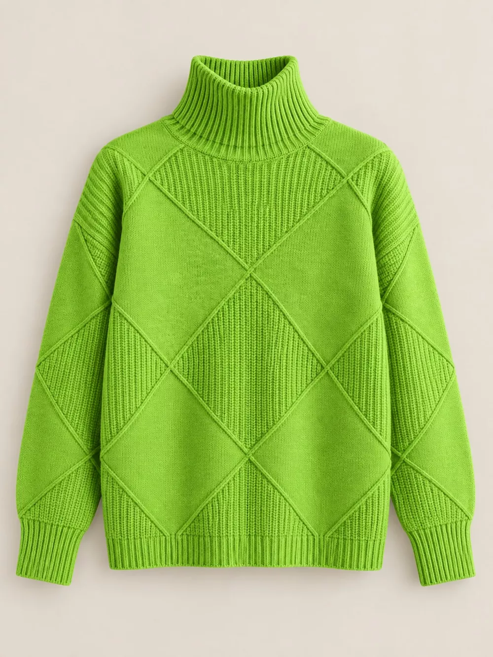 Full Size Diamond Pattern Turtleneck Sweater Plus Size, image 56