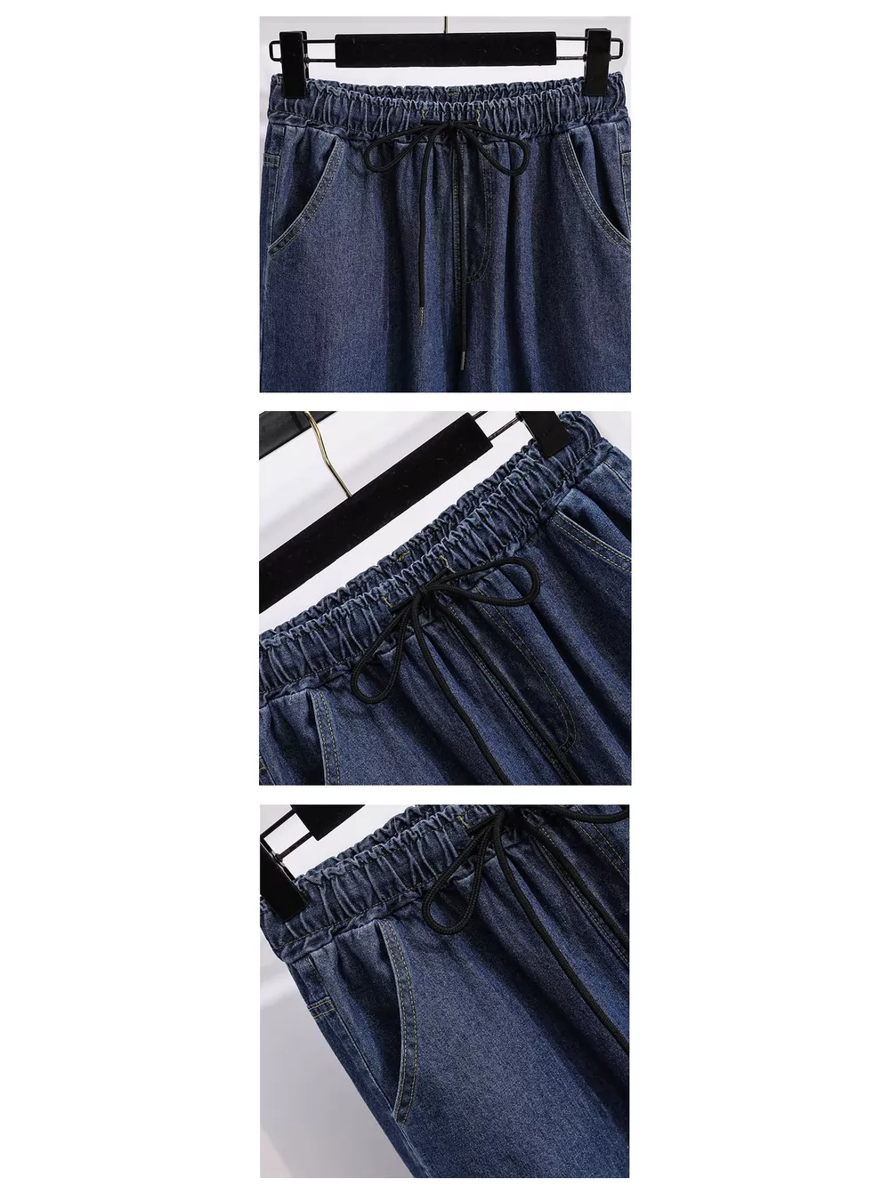 Full Size High-Waisted Elastic Drawstring Wide-Leg Jeans with Frayed Hem Plus Size, image 10