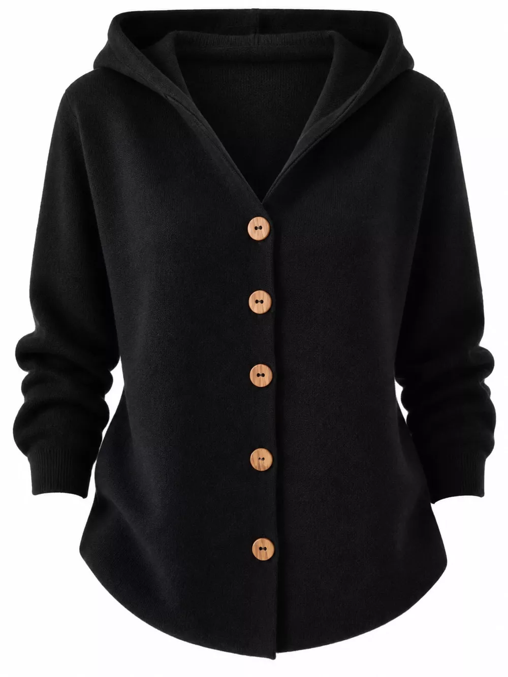 Full Size Hooded Button-Down Knit Cardigan Plus Size, image 46