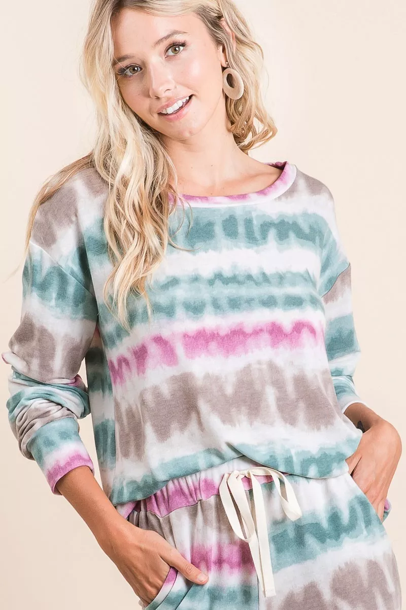 Tie Dye Print Terry Sweatshirt, image 3