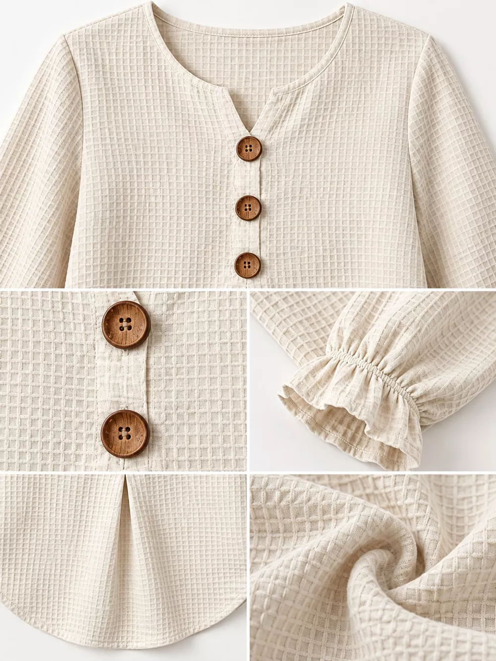 Full Size Waffle Knit Flounce Sleeve Blouse Plus Size, image 25